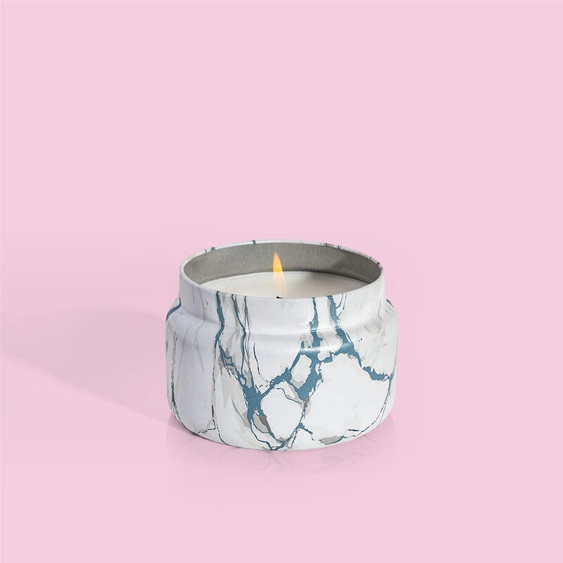 Volcano Modern Marble Printed Travel Tin Candle Lit image number 1